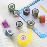 9Pcs/Set Adhesive Tape Lovely Mini Glitter Washi Tape Set